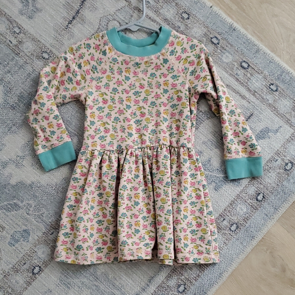Mini Boden Toddler Girls Long Sleeve Floral Sweatshirt Dress Sz2-3y